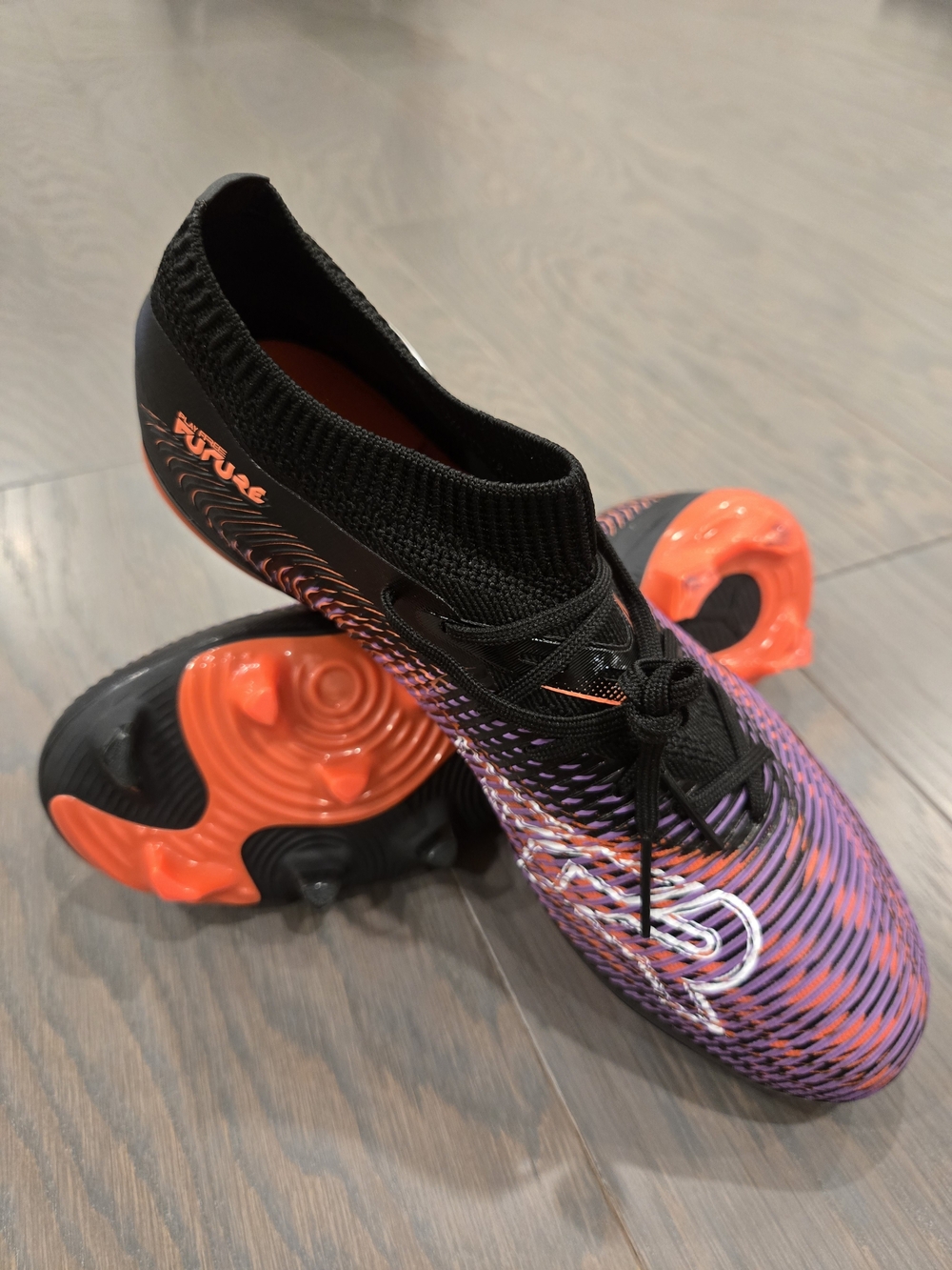 Women's Puma Future 8 Ultimate ProFG/AG Black and Purple Soccer Cleats Size US 9